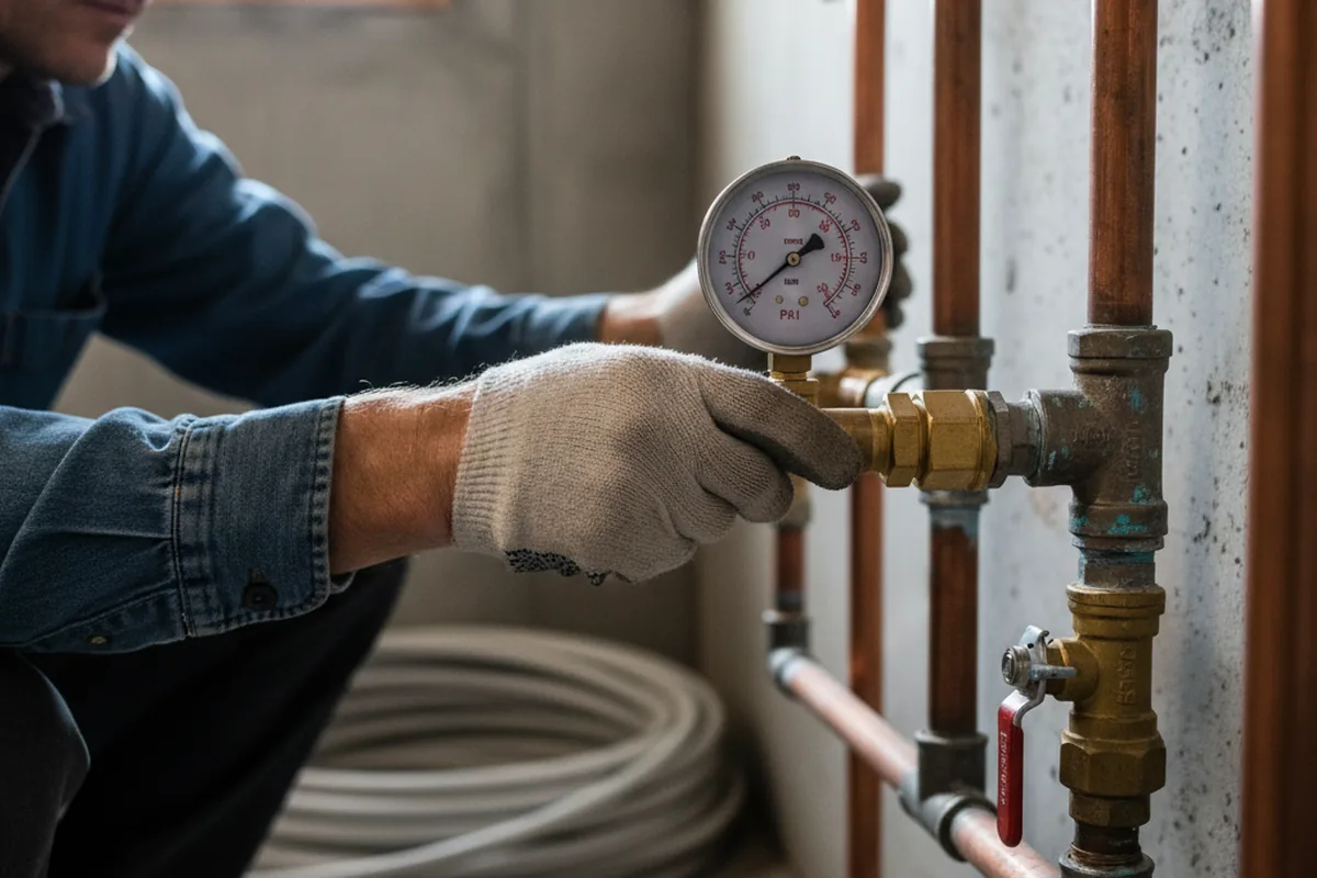 Pressure testing a repaired line during Water Line Repair in Point Lookout